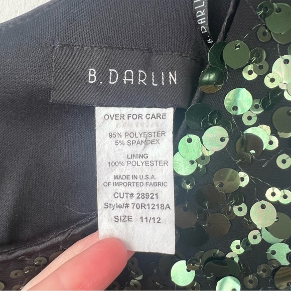 Vintage B. Darlin Green Sequin Sparkle Party Mini Dress - Picture 2 of 6